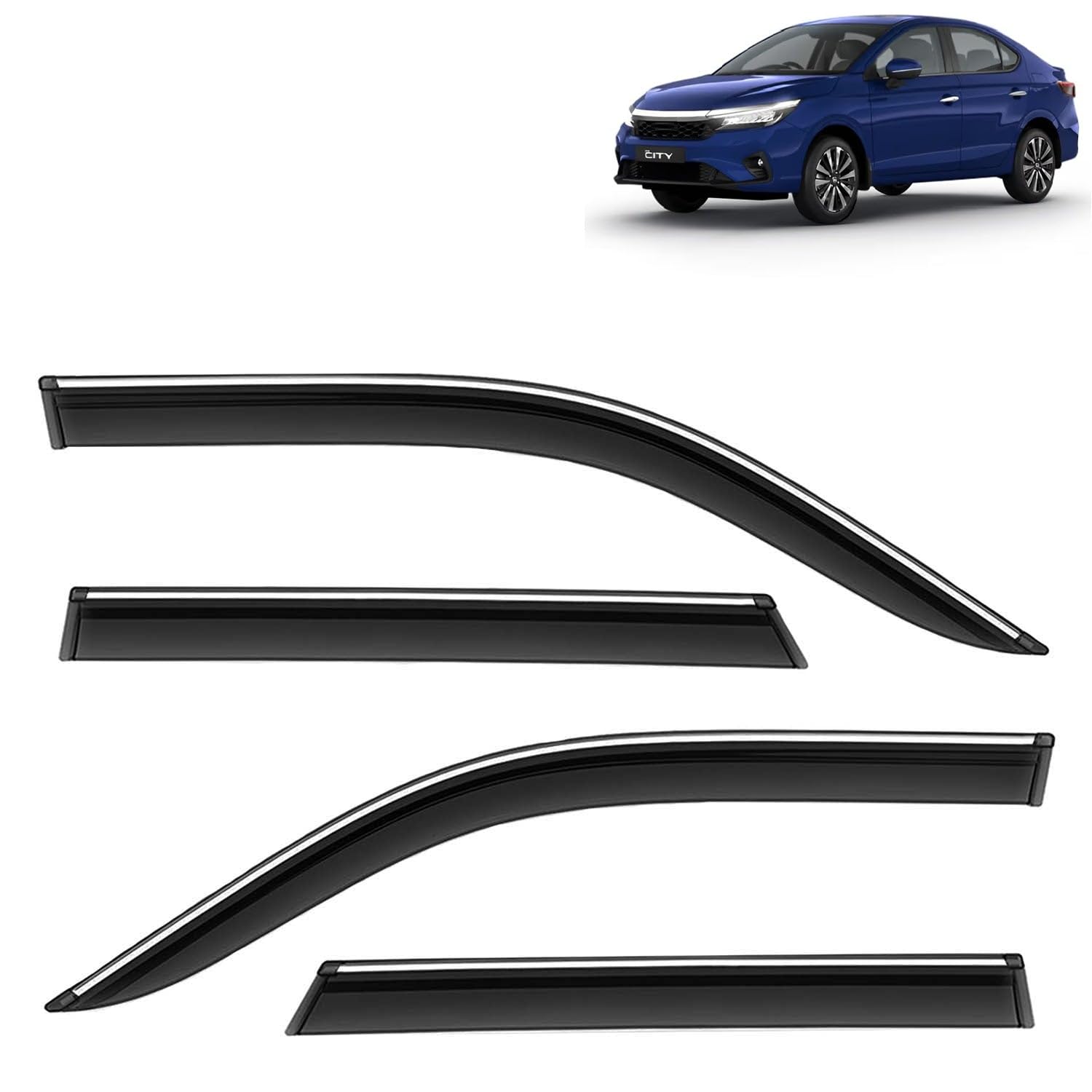 KINGSWAY Accessories Chrome Lining Door Visor Only Compatible with